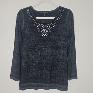 French Laundry Black Embellished Blouse